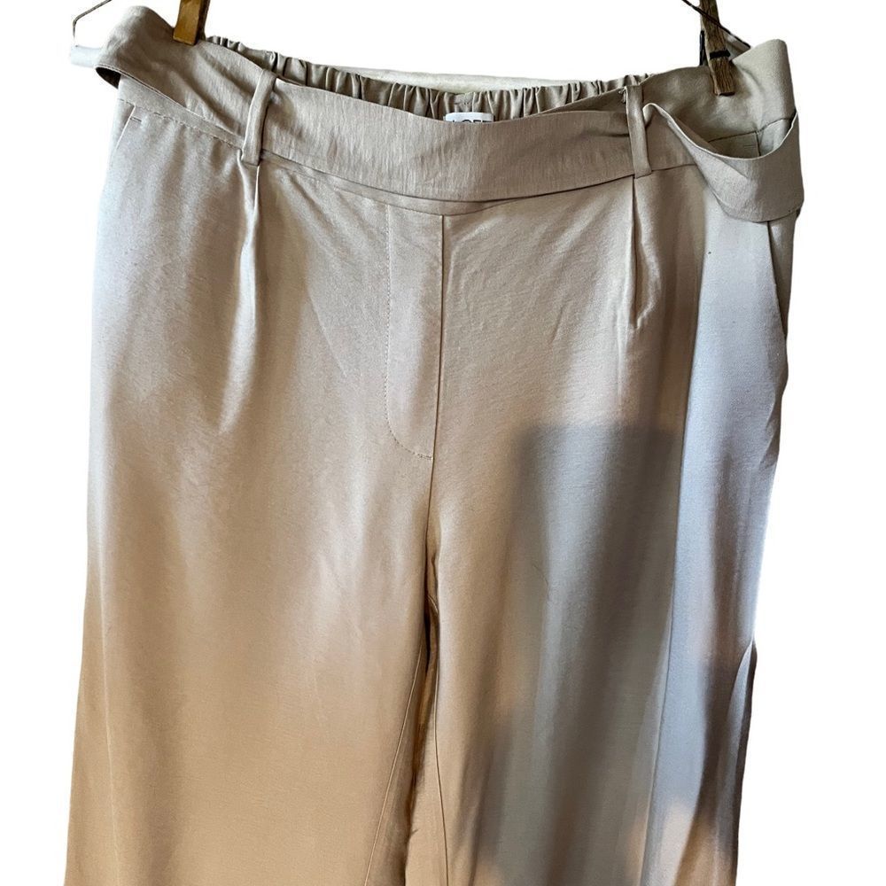 JCrew Linen Blend sz S Beige Linen Blend Pants Self Belt ,Elastic Back Waist